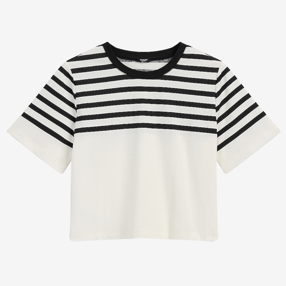 Express Striped Crew Neck Short Sleeve Boyfriend Tee